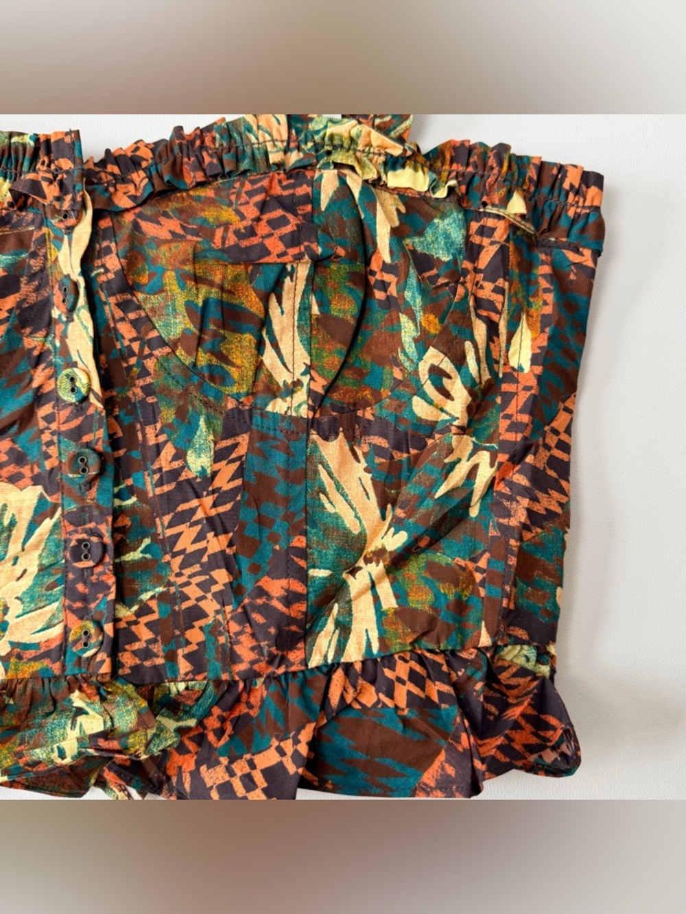 Ulla Johnson Alexandra Cropped Printed Cotton Poplin Top Women size S/M Corset - Picture 8 of 10